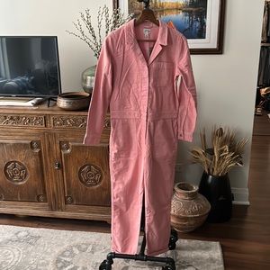 J. Crew Pink Corduroy Jumpsuit Flightsuit Boilersuit Coverall